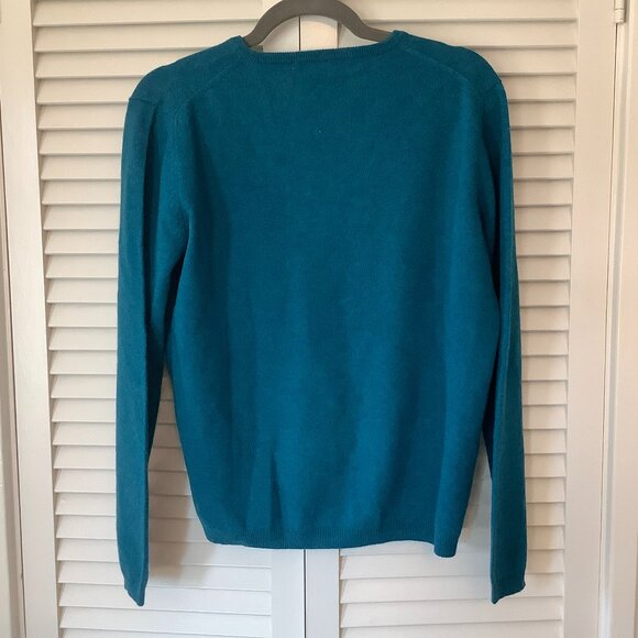 NWOT Edinburgh Woollen Mill cashmere sweater teal medium *missing size tag* - Picture 4 of 7